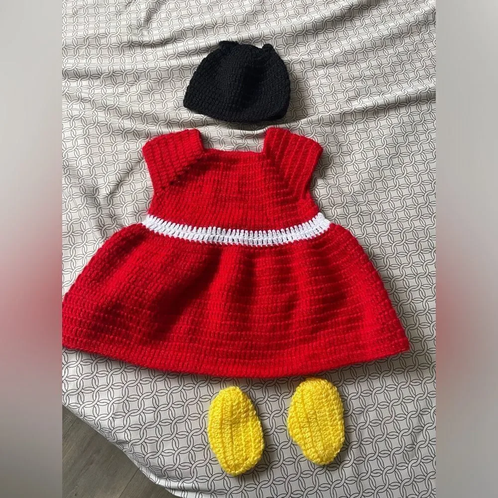 Minnie Mouse outfit crochet 6-9 months baby girl for Halloween